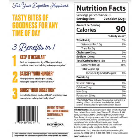 Enzymedica Fiber Plus Cookies, Pre/Probiotic, Oat 3