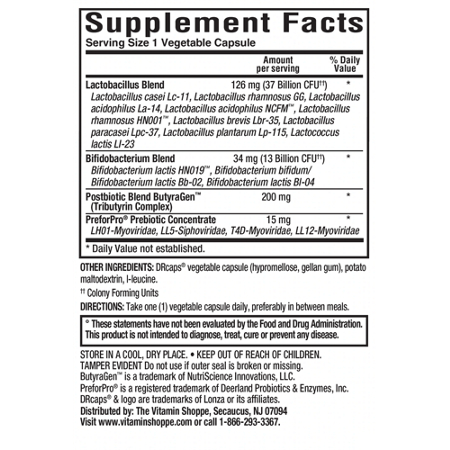 Label for ProBioCare Mens Probiotic Digestive Health 50B CFU