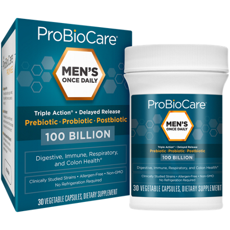 ProBioCare Mens Once Daily Probiotic capsules box and container front