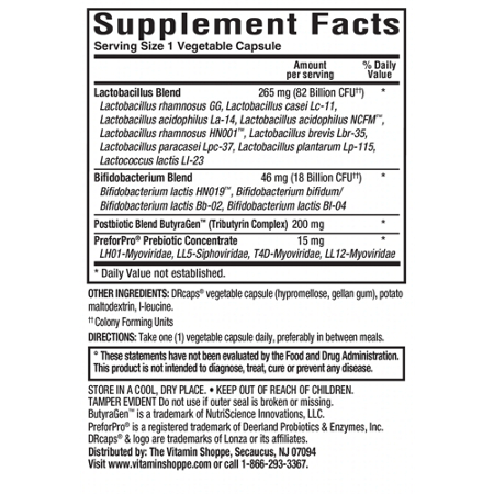Supplement Facts label for ProBioCare Men's Probiotic Capsules