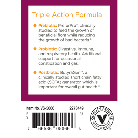 Triple Action Formula with Prebiotic Probiotic and Postbiotic text