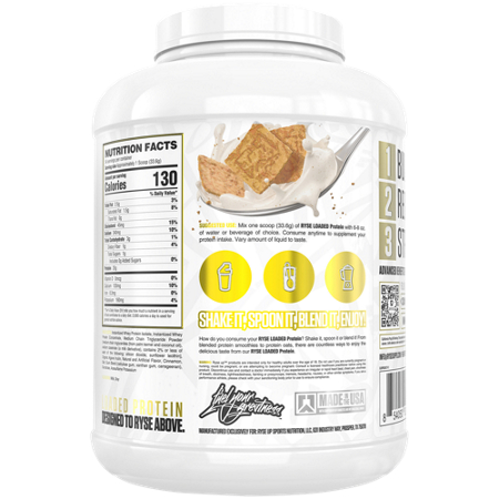 Supplement Facts label for Loaded Premium Whey Protein with MCTs Cinnamon Toast