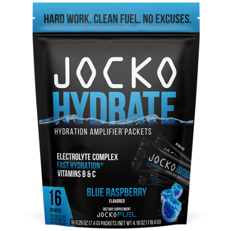 JOCKO FUEL Jocko Hydrate Drink Mix Blue Raspberry packets front