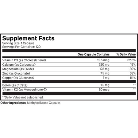 Supplement Facts label for Codeage Calcium Pro Supplement