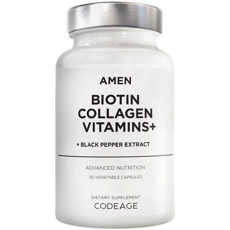 Amen Biotin Collagen Peptides Vitamins Plus bottle front