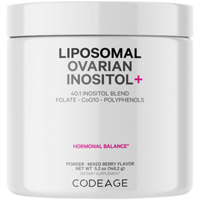 Liposomal Ovarian Inositol + Folate & CoQ10 Phytosome Powder - Supports Hormonal Balance - Mixed Berry (5.2 Oz.)