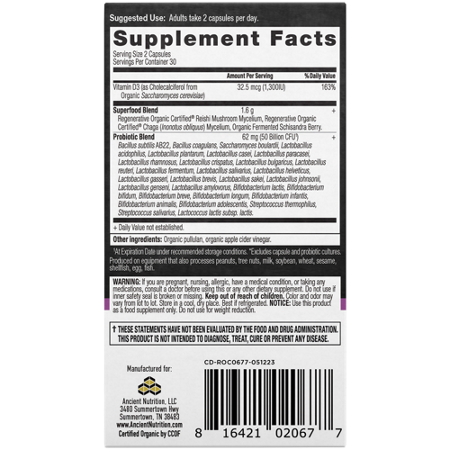 Ancient Nutrition Womens Probiotics Supplement Facts Label