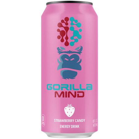 Gorilla Mind Energy Drink Strawberry Candy can front