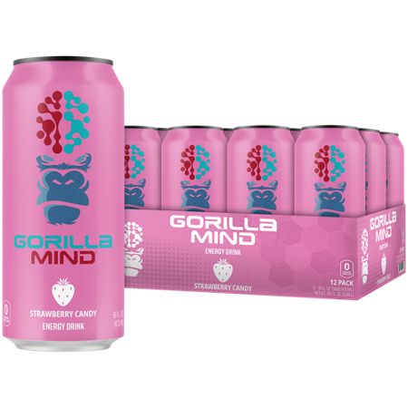 Gorilla Mind Energy Drink Strawberry Candy 16 fl oz can view 4