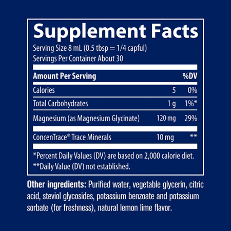 Label for Trace Minerals Liquid Magnesium Glycinate 120 MG