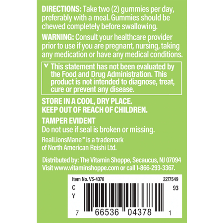 The Vitamin Shoppe Lion’s Mane Gummies Mixed Berry Directions