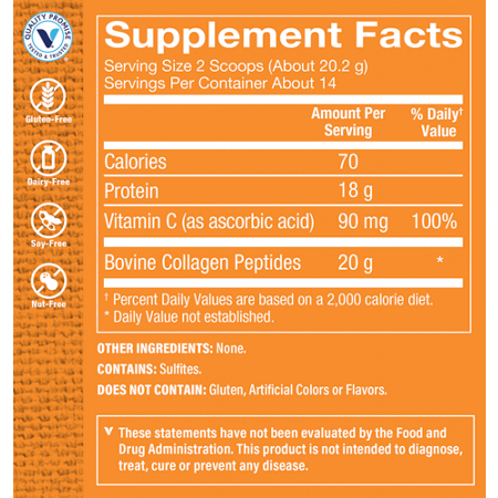 Collagen Peptides Plus Powder Supplement Facts Label