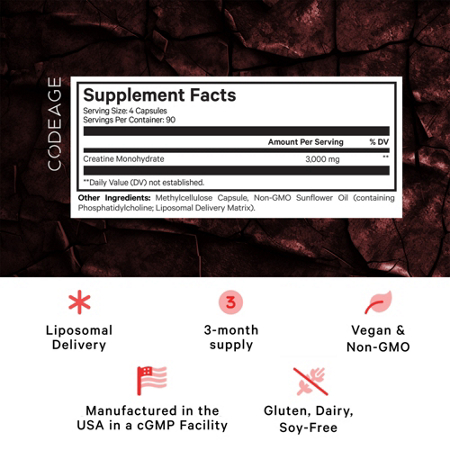 Supplement Facts label for Liposomal Creatine Monohydrate 3000 MG