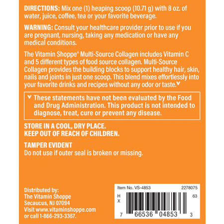 Directions for The Vitamin Shoppe Multi-Source Collagen Powder