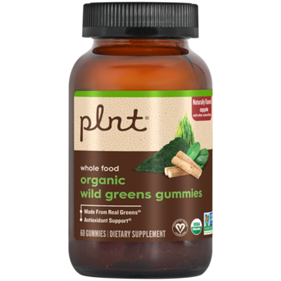Organic Wild Greens Gummies - Whole Food Antioxidant Support - Apple (60 Gummies)