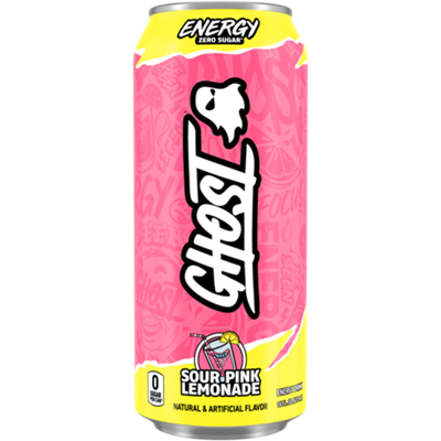 GHOST Energy Drink - Zero Sugar - Sour Pink Lemonade (12 Drinks, 16 Fl Oz. Each)
