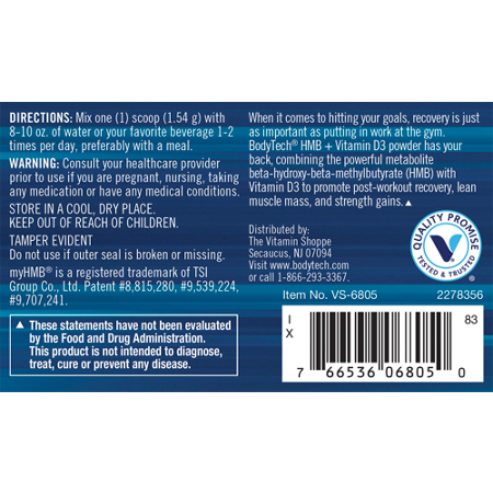 Directions for BodyTech HMB + Vitamin D3 Powder
