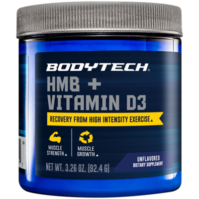 HMB + Vitamin D3 Powder – Supports Muscle Growth, Strength, & Recovery – Unflavored (3.26 oz./60 Servings)