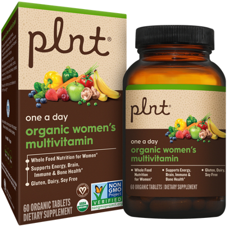 plnt Organic Womens Multivitamin 60 Tablets bottle and box front