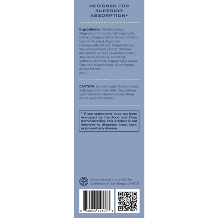 Directions for Cymbiotika Topical Magnesium Oil Spray Lavender