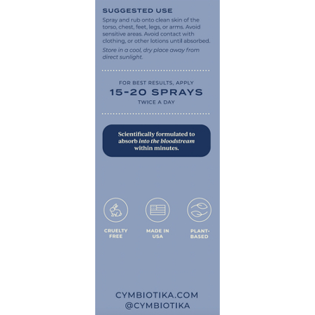 Directions for Cymbiotika Topical Magnesium Oil Spray Lavender