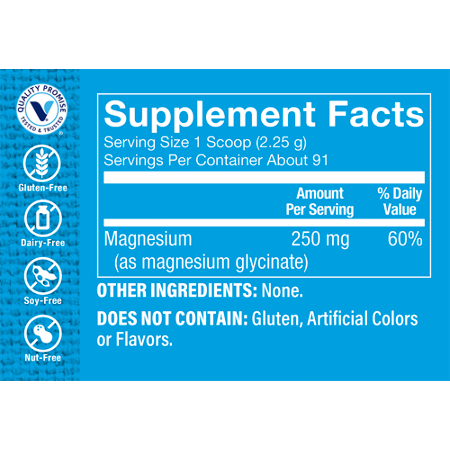Magnesium Glycinate Powder Supplement Label