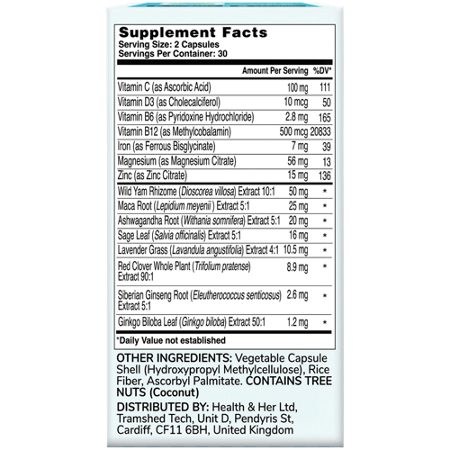 Supplement Facts for Health & Her Perimenopause Capsules