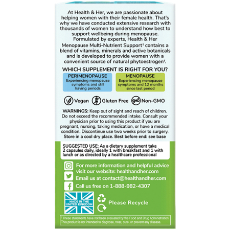 Health & Her Menopause Support Capsules Directions