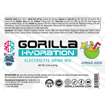 Gorilla Hydration – Electrolyte Drink Mix – Jungle Juice (30 Stick Packs)