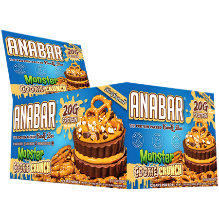 Anabar High Protein Candy Bar Milk Chocolate Monster Cookie Crunch box front