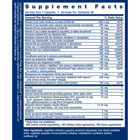 Supplement Facts label for Life Extension Two-Per-Day Multivitamin