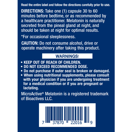 Life Extension Melatonin IR/XR capsules instructions