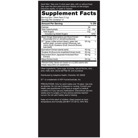 Nugenix Ready Stix Sour Blue Raspberry Supplement Label