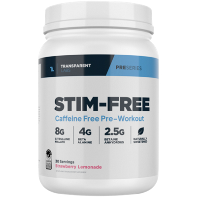 Stim-Free Pre-Workout Supplement – Strawberry Lemonade (1.38 lbs./30 Servings)