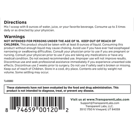 Directions for Transparent Labs Prebiotic Greens Unflavored
