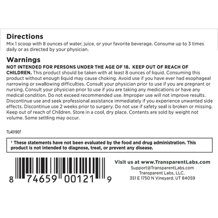 Directions for Transparent Labs Prebiotic Greens Peach Mango