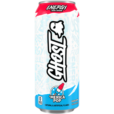 GHOST Energy Drink - Zero Sugar - 'Merica Pop (12 Drinks, 16 Fl Oz. Each)