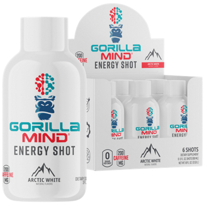 Gorilla Mind Energy Shot – Arctic White (6 Shots, 3 fl. oz. Each)