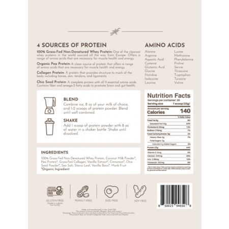 Instructions for Just Ingredients Whey Protein Vanilla