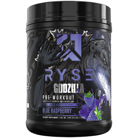 Ryse Godzilla Pre-Workout Blue Raspberry container front