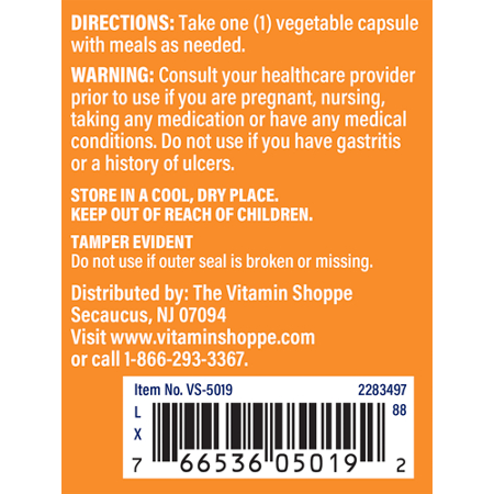 Directions for The Vitamin Shoppe Betaine HCl Vegetable Capsules 650 MG