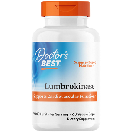 Doctors Best Lumbrokinase 60 veggie capsules 20 MG bottle front
