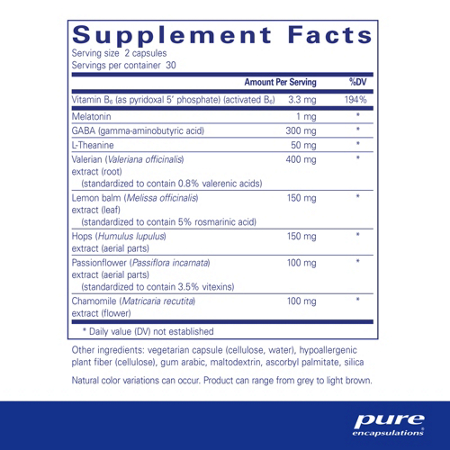 Supplement Facts for Best-Rest Formula with Melatonin