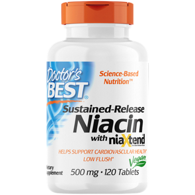 Sustained-Release Niacin with Niatend - Supports Cardiovascular Health - 500 MG (120 Tablets)