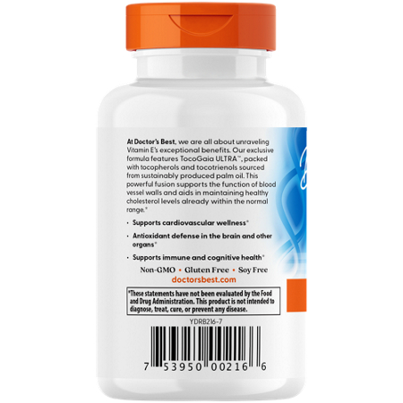 Doctors Best Vitamin E Tocotrienols 50 MG bottle back