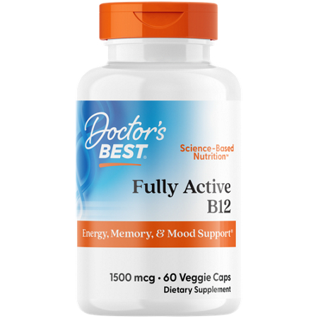 Doctors Best Fully Active B12 veggie capsules 1500 MCG bottle front