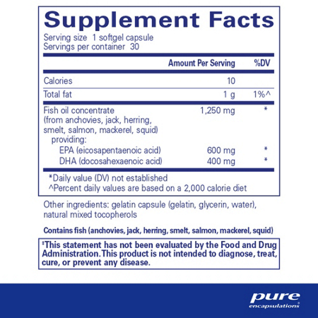 Supplement Facts label for ONE Omega 1000mg EPA DHA
