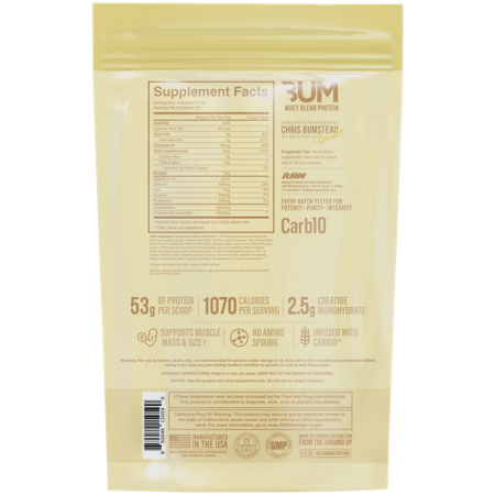 RAW CBUM Series Mass Gainer Protein Powder bag back