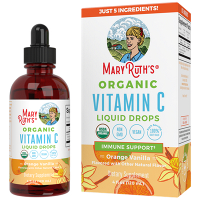 Organic Vitamin C Liquid Drops - Immune Support - Orange Vanilla (4 Fl. Oz. / 30 Servings)