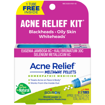 Acne Relief Kit - Homeopathic Medicine for Blackheads, Oily Skin, and Whiteheads (80 Pellets)